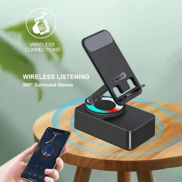 KISONLI M-1 Wireless Folding Bracket RGB Bluetooth Speaker With 360 Degree Phone Holder Stand - Image 4