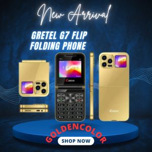 Gretel G7 Flip Folding Phone Dual Display Caseing ( Gold)