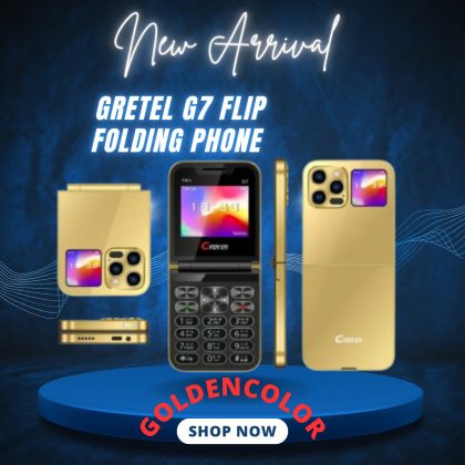 Gretel G7 Flip Folding Phone Dual Display Caseing ( Gold)