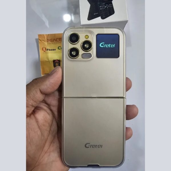 Gretel G7 Flip Folding Phone Dual Display Caseing ( Gold) - Image 4