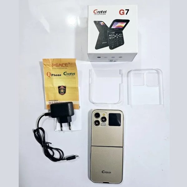 Gretel G7 Flip Folding Phone Dual Display Caseing ( Gold) - Image 2
